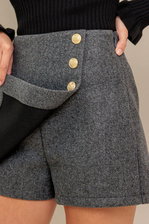 Flying Tomato Paris Structure Woven Skort in grey, casual shorts with a woven design and comfortable fit.