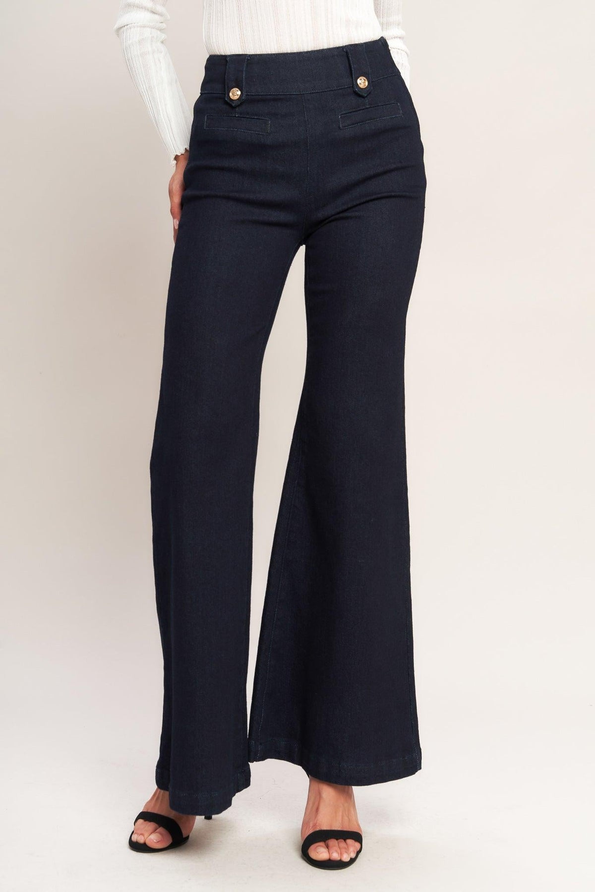 Flying Tomato Classic Confidence woven pants in indigo, featuring a tailored fit and detailed stitching on soft fabric.