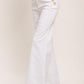 Flying Tomato Open Road White Woven Pants, casual pants with a relaxed fit and woven fabric, shown on a model.