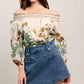 Flying Tomato Heart Eyes Denim Skort shorts in medium indigo with heart eye graphic and front pockets.