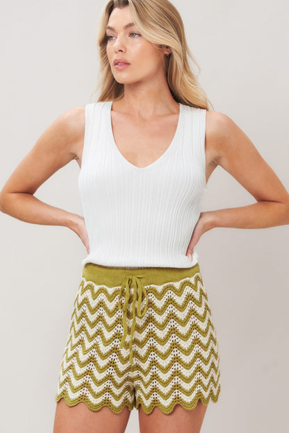 SUNSET STITCH CROCHET KNIT SHORTS