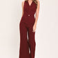 MERLOT CITY MUSE WOVEN TWILL JUMPSUIT