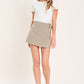 Flying Tomato modern stripe woven skort in brown with stylish woven fabric and a contemporary design.