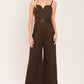 TOFFEE SWEETHEART WOVEN JUMPSUIT