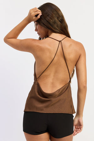 Brown Kate Top by Emory Park featuring a stylish, fitted design and soft fabric, perfect for casual or dressy outfits.
