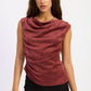 Emory Park Cosima Top in wine color, stylish women's blouse with a fitted design, shown on a hanger.