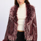 Emory Park Soraya fur jacket in burgundy, stylish outerwear with plush fur collar and cozy design, perfect for cold weather.
