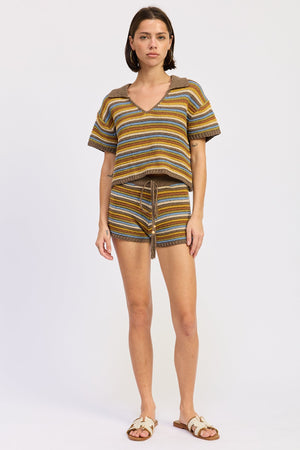 Emory Park Daela Shorts in brown multi-color fabric, casual shorts with a relaxed fit and stylish design.