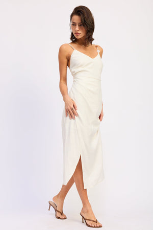 Emory Park Coralie Midi Dress in white, sleeveless with a fitted bodice and flowing skirt, perfect for summer or special occasions.