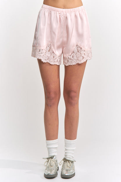 Pink Fern Mini Shorts by Emory Park, casual women's shorts with a relaxed fit and floral print.
