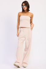 Pink and ivory striped Nerina Tube Top by Emory Park, featuring a fitted, sleeveless design perfect for casual and summer wear.