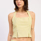 Lime green Cordelia halter top by Emory Park featuring a stylish sleeveless design and tie closure at the neck.