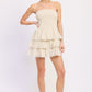 Emory Park Daniela mini dress in natural stripe fabric, showcasing a stylish and casual dress design with a fitted silhouette.