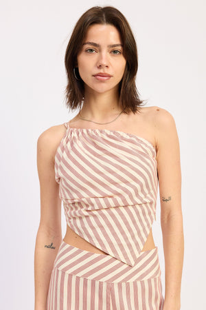 Red stripe Marisol top by Emory Park, featuring a stylish sleeveless design and comfortable fit.