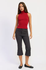 Emory Park Julia Top in deep red, a stylish women's sleeveless top with a fitted silhouette and scoop neckline.