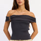 Dark grey Ivy Top by Emory Park, a stylish women's blouse featuring a fitted design and elegant neckline.