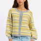 Emory Park Ellie cardigan in lemongrey multicolor, soft knit with button closure, styled on a model.