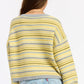 Emory Park Ellie cardigan in lemon gray multi-color, soft knit with a relaxed fit, displayed on a hanger against a neutral background.