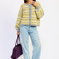 Emory Park Ellie cardigan in lemon gray multi-color, soft knit fabric, featuring a relaxed fit with button closure and long sleeves.