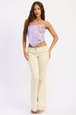 Emory Park Briah top with lavender floral pattern, featuring a stylish sleeveless design and lightweight fabric.