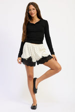 Emory Park Mallory Shorts in ivory polka dot fabric, casual shorts with a relaxed fit and playful pattern.