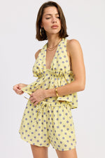 Emory Park Pixie Shorts in buttery yellow with polka dot pattern, casual fit, and elastic waistband, perfect for summer wear.