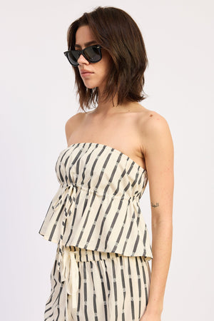 Emory Park Clio Tube Top in black and white stripe, sleeveless design, fitted style, perfect for casual or summer wear.