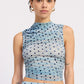 Emory Park Rhea Tank Top in blue polka dot pattern, casual sleeveless tops for women, front view