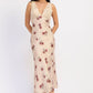 Emory Park Jillian midi dress in pale blush fabric, showcasing a flowing, elegant design perfect for casual or formal occasions.