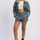Dark blue Emory Park Evren Shorts with adjustable waistband and side pockets, casual men's shorts for comfortable everyday wear.