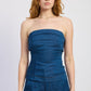 Emory Park Starla tube top in medium blue, showcasing a fitted sleeveless design with a stretchy fabric for a stylish look.
