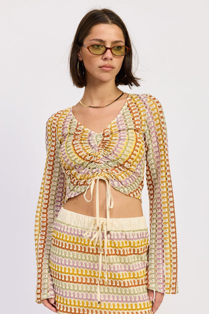 Emory Park Daleyza Top in sage multi, showcasing a stylish, lightweight blouse with a relaxed fit and subtle pattern.