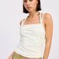 Off-white Neoma top by Emory Park featuring a fitted design and short sleeves, ideal for casual and stylish outfits.