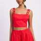 Red Poppy crop top from Emory Park, showcasing a stylish, fitted tops design with short sleeves and a trendy neckline.