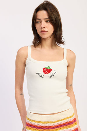 Off-white Emory Park Vesper Tank Top, sleeveless casual top with a relaxed fit and scoop neckline.