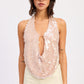 Apricot Tatiana Halter Top by Emory Park, featuring a stylish halter neckline and lightweight fabric for a trendy look.