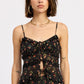 Black floral Briony Cami Top by Emory Park, featuring delicate straps and lightweight fabric, perfect for casual or dressy occasions.