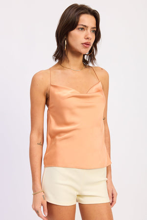 Emory Park Ismene Top in apricot with a lightweight, sleeveless design and soft fabric, perfect for casual wear.
