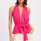 Magenta Eirene halter top by Emory Park, featuring a stylish design and adjustable straps, perfect for casual or summer wear.