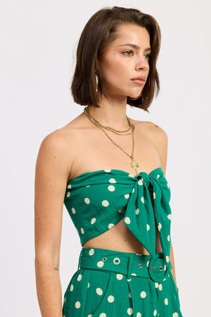 Green Emory Park Selkie crop top from the Tops collection, featuring a stylish, fitted design with short sleeves.