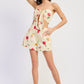 Emory Park Vionnet shorts in ivory multi color, casual shorts with a relaxed fit, displayed on a model.