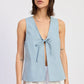 Emory Park Nisa vest top in washed blue with a sleeveless design and relaxed fit, perfect for casual summer wear.