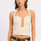 Beige Emory Park Haven Top, a stylish women’s blouse with a relaxed fit and elegant neckline, shown on a model.