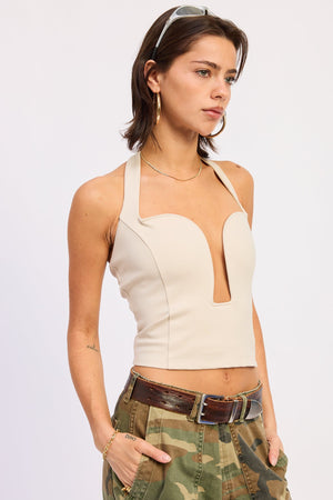 Beige Emory Park Haven Top from Tops collection, featuring a stylish and comfortable design with a soft fabric finish.