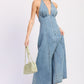 Laurel Halter Denim Midi Dress