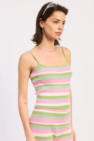 Emory Park Naomi top in lime pink multi, stylish women's sleeveless blouse with a vibrant pattern and comfortable fit.