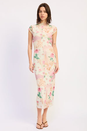 Emory Park Julie midi dress in ivory rose pink with a flowy silhouette and elegant design, perfect for stylish occasions.