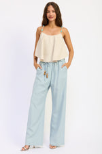 Beige Darcy Cami Top by Emory Park, lightweight sleeveless top with thin straps, perfect for casual or layered looks.