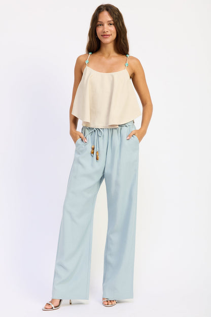 Beige Darcy Cami Top by Emory Park, lightweight sleeveless top with thin straps, perfect for casual or layered looks.
