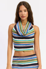 Emory Park Colette Top in blue multi, stylish women's sleeveless tops with a relaxed fit and floral pattern.